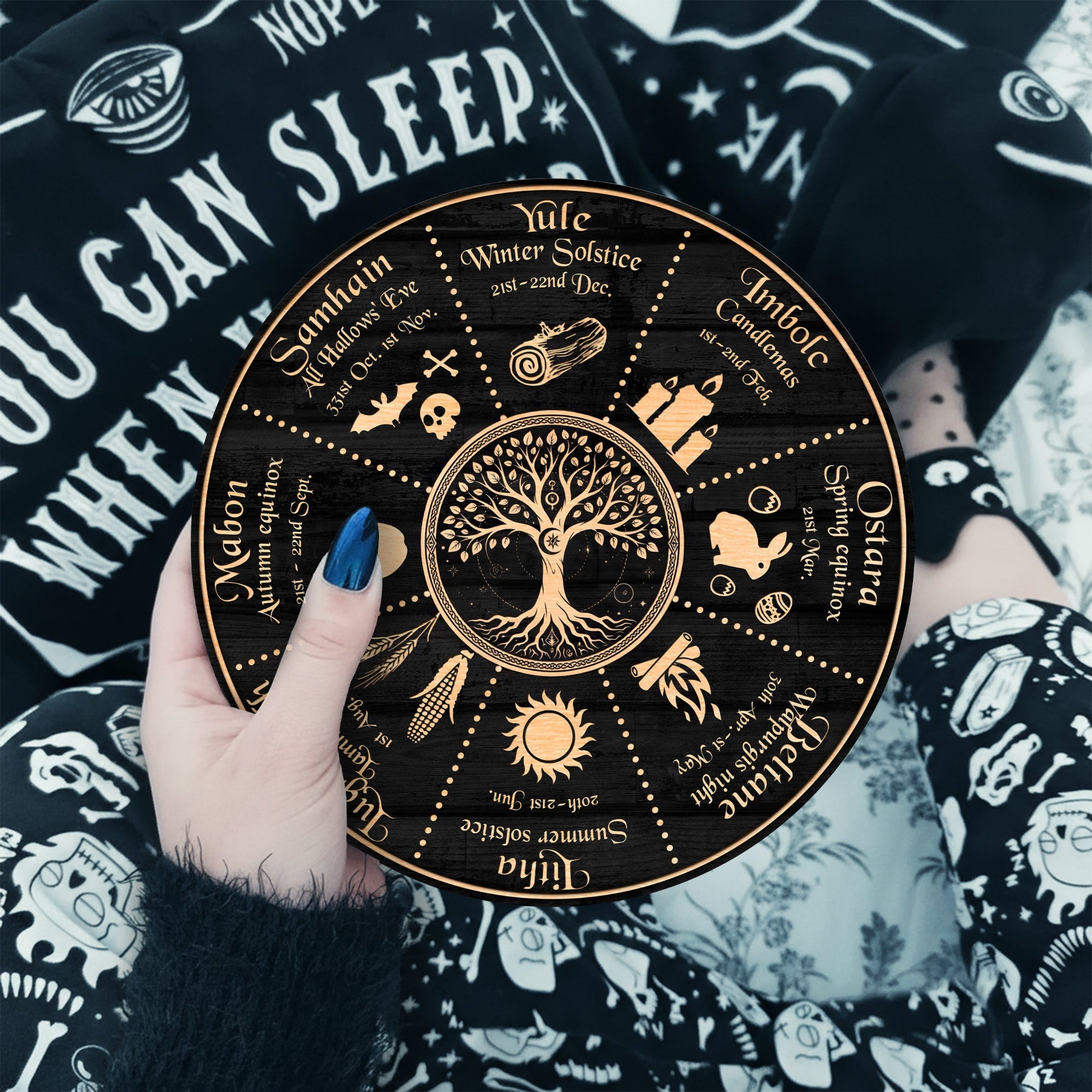 Tree Symbol Wheel of the Year Wooden Pagan Wall Decor