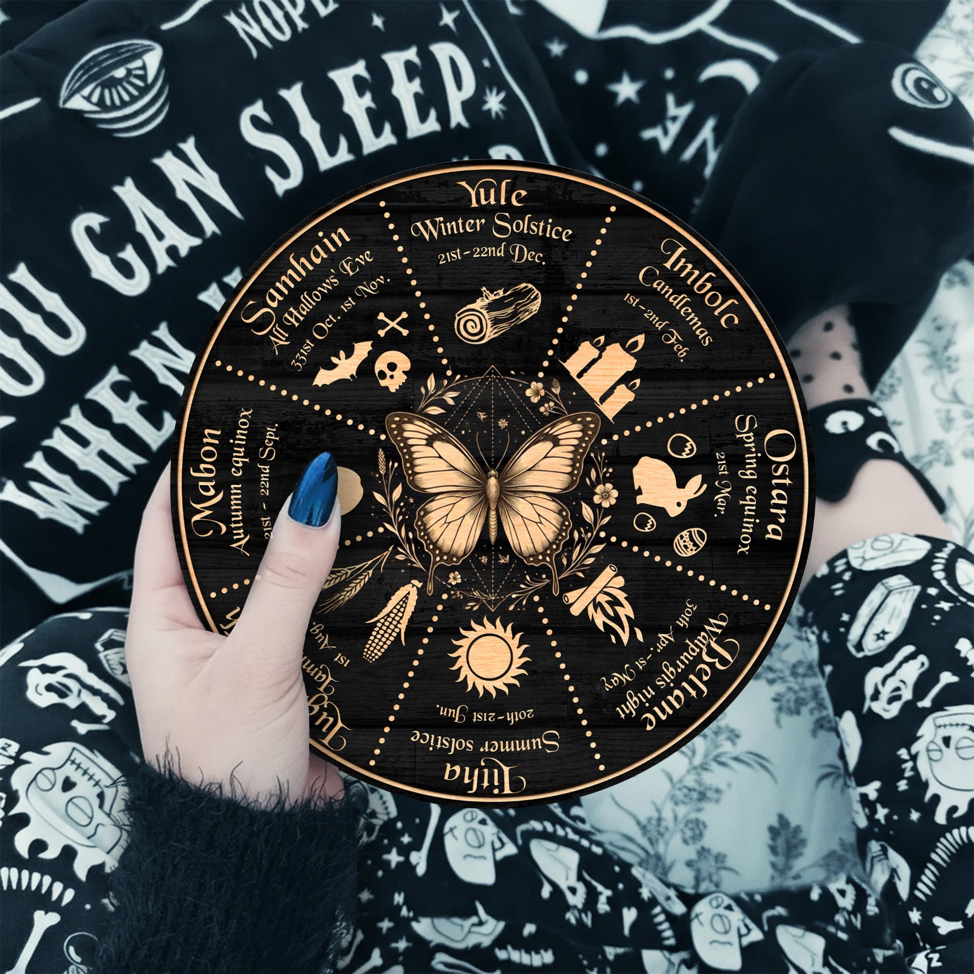 Butterfly Symbol Wheel of the Year Wooden Pagan Wall Art