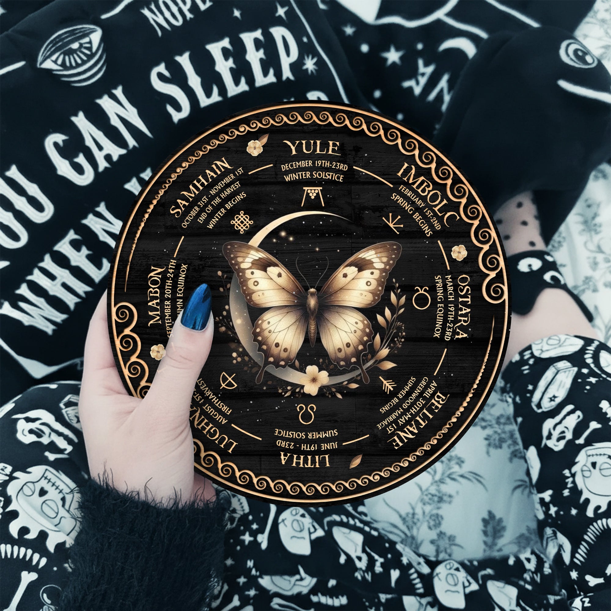 Butterfly Wheel of the Year Wooden Pagan Wall Decor