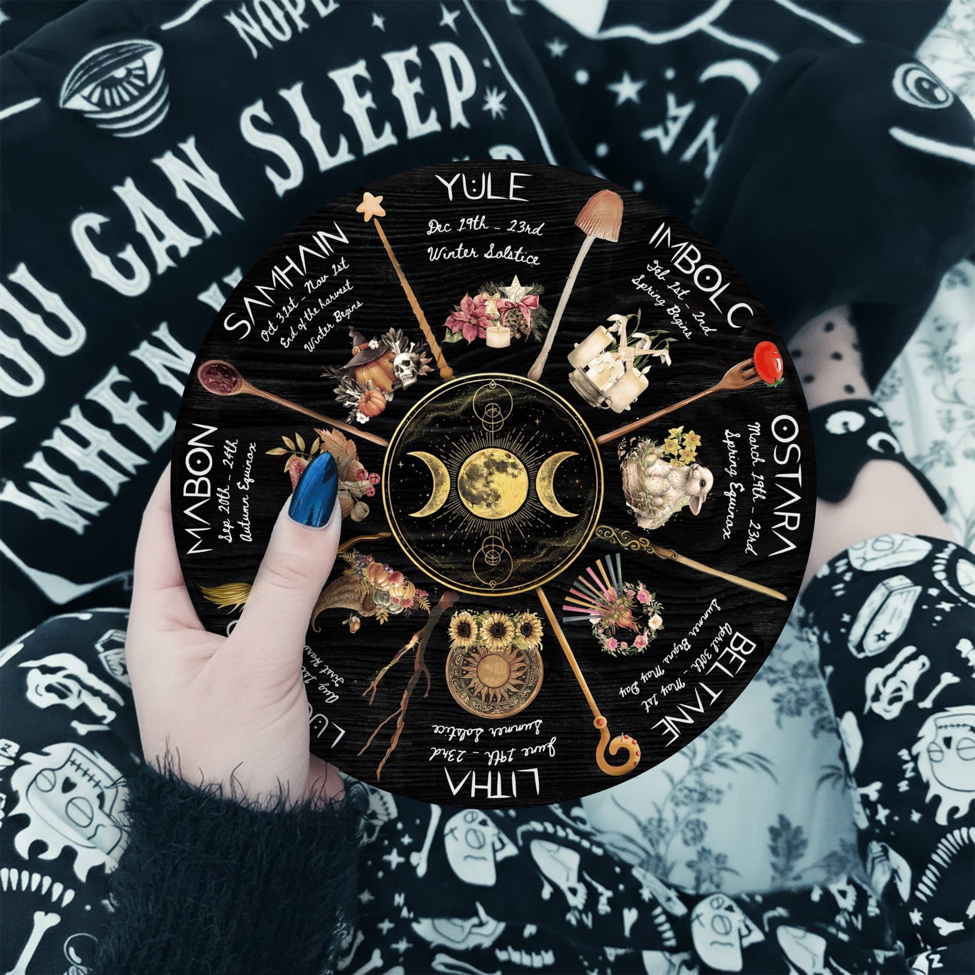Moon Herbal Wheel of the Year Wooden Pagan Wall Art