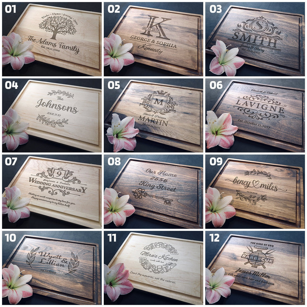 Personalized cutting board, Custom engraved, Gift for couple, wedding, birthday, anniversary, housewarming | CT09