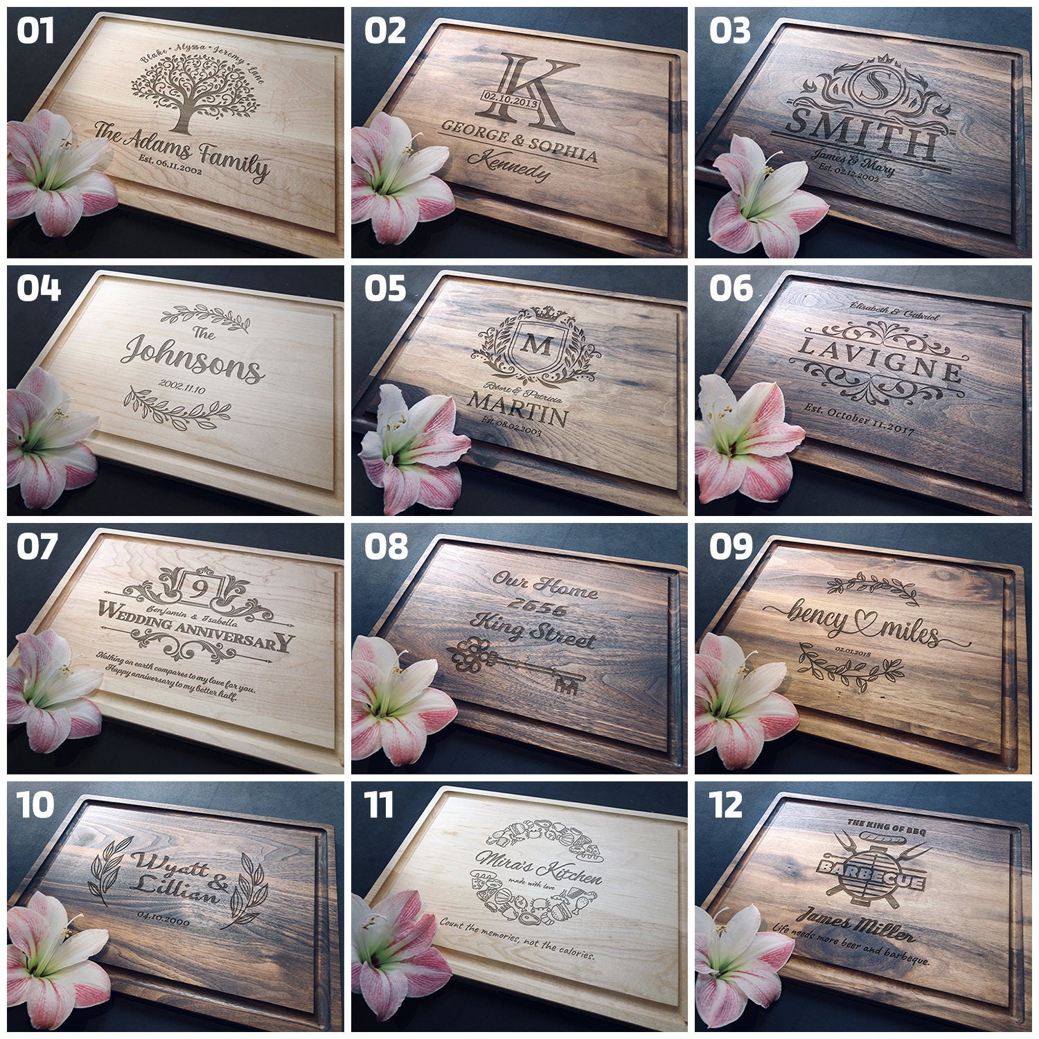 Personalized cutting board, Custom engraved, Gift for couple, wedding, birthday, anniversary, housewarming | CT09