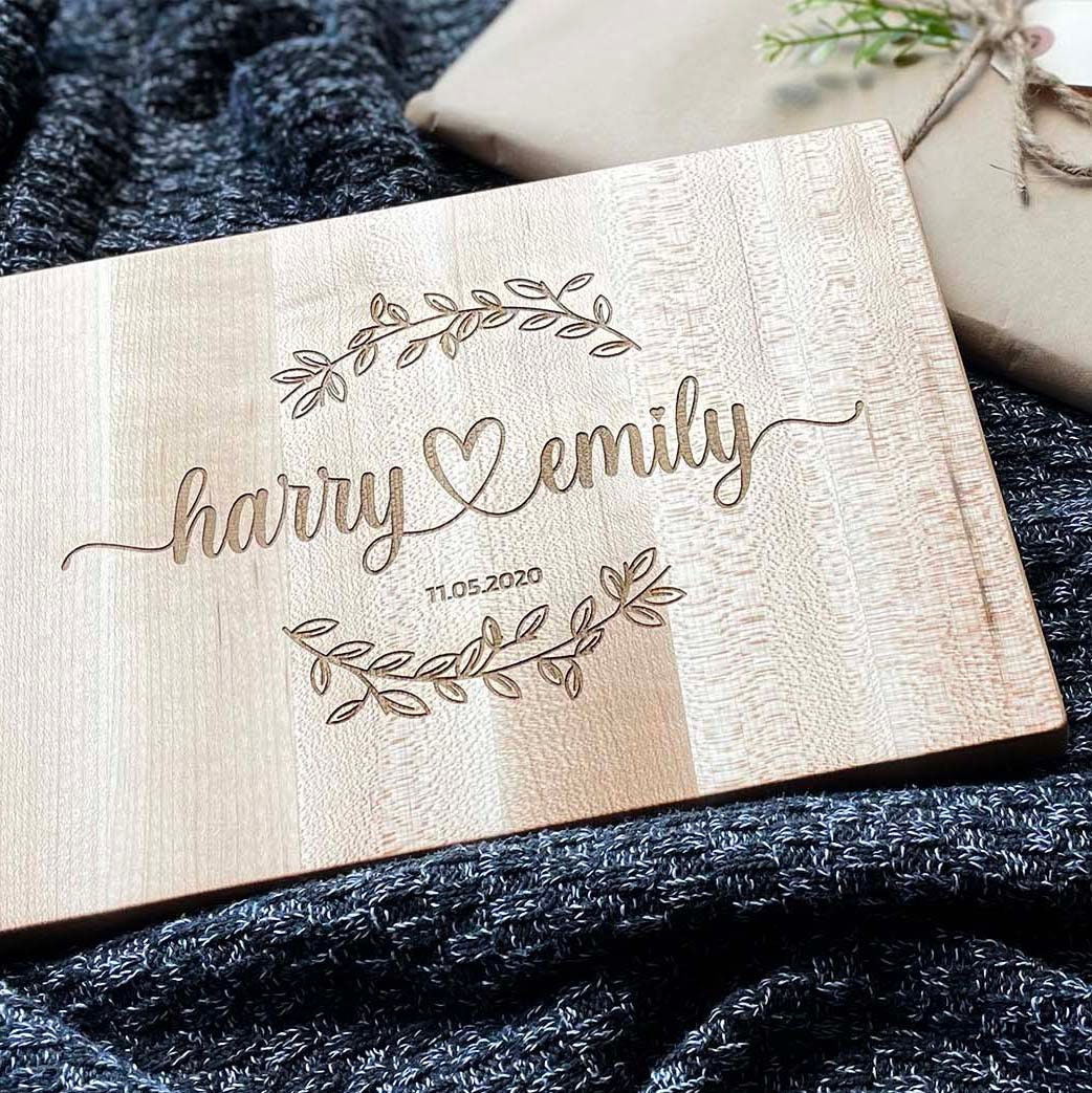 Personalized cutting board, Custom engraved, Gift for couple, wedding, birthday, anniversary, housewarming | CT09