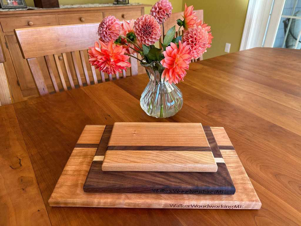 Set of Three Wooden Cutting Boards - Made in Maine - Walnut and/or Cherry