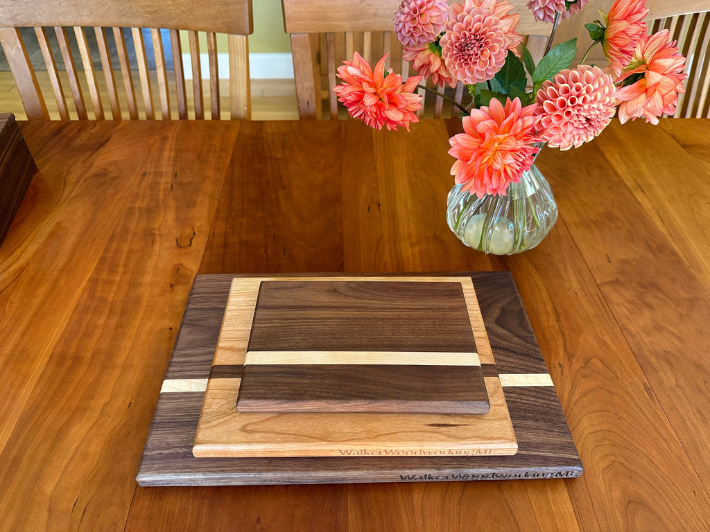 Set of Three Wooden Cutting Boards - Made in Maine - Walnut and/or Cherry