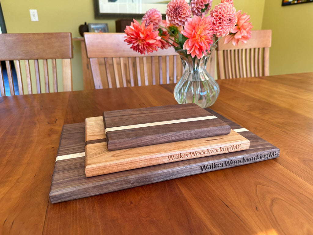 Set of Three Wooden Cutting Boards - Made in Maine - Walnut and/or Cherry