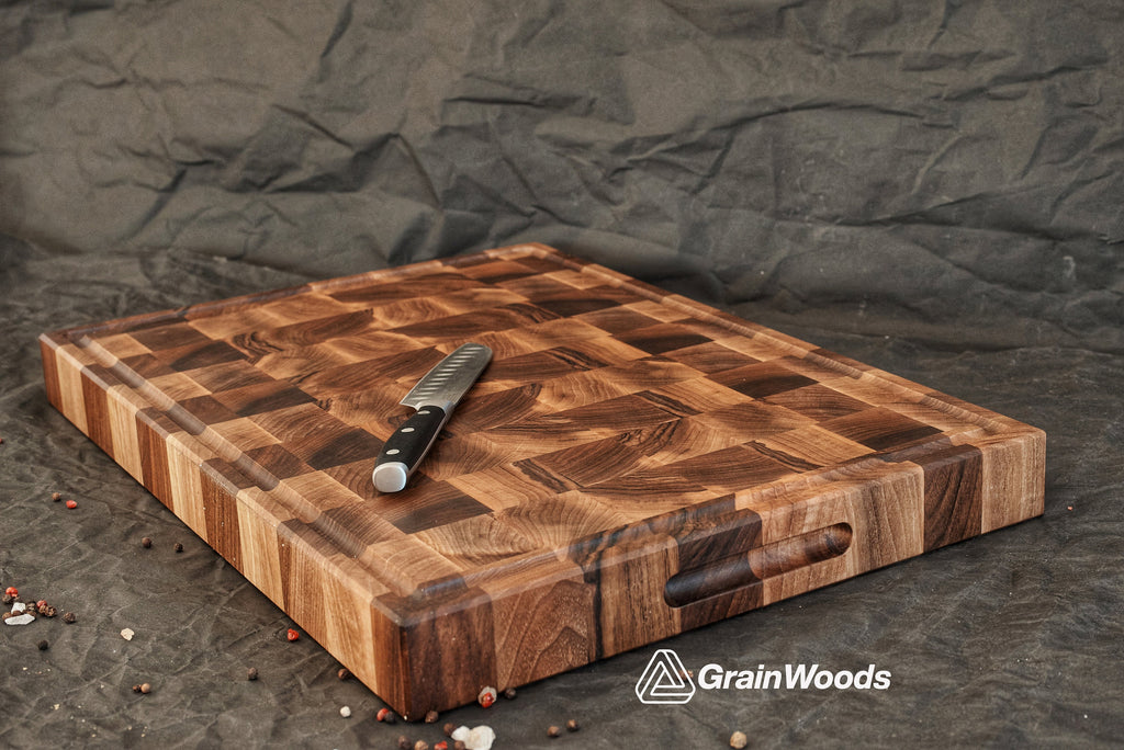 Personalized Double sided Walnut Cutting Board, Reversible Butcher Block End Grain Cutting Boards with Juice Groove, Chopping Board