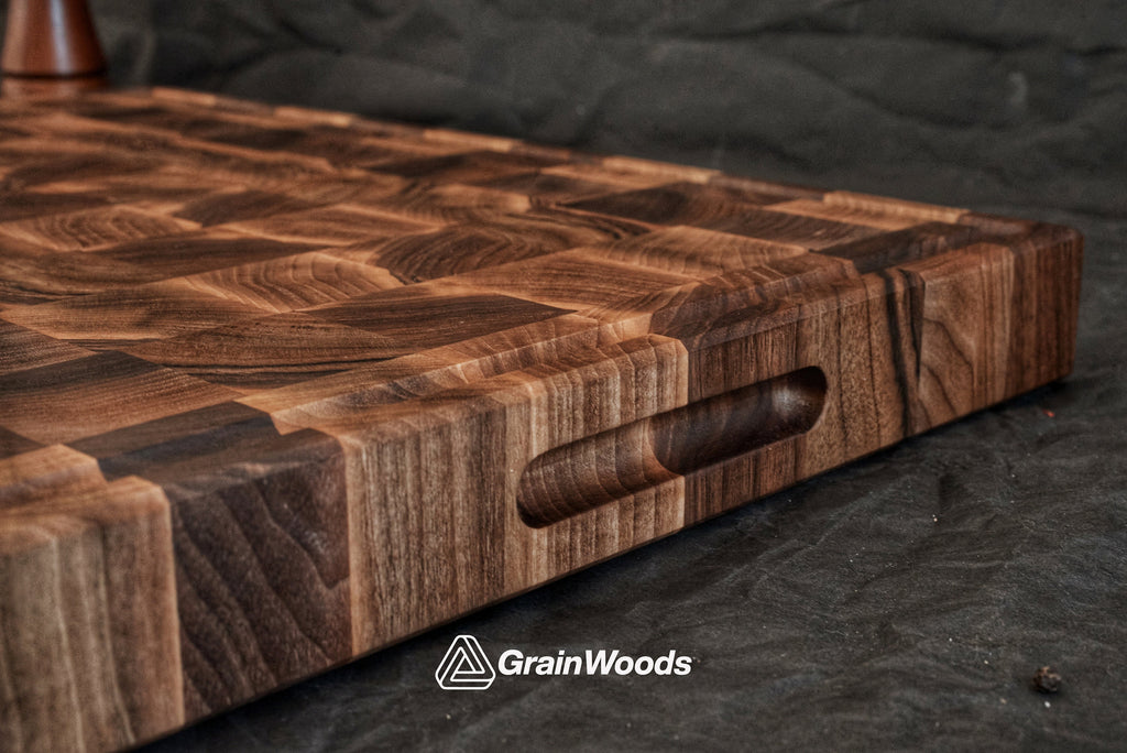 Personalized Double sided Walnut Cutting Board, Reversible Butcher Block End Grain Cutting Boards with Juice Groove, Chopping Board