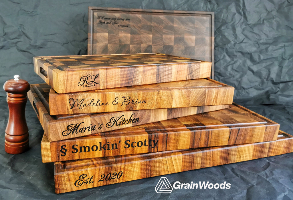 Personalized Double sided Walnut Cutting Board, Reversible Butcher Block End Grain Cutting Boards with Juice Groove, Chopping Board