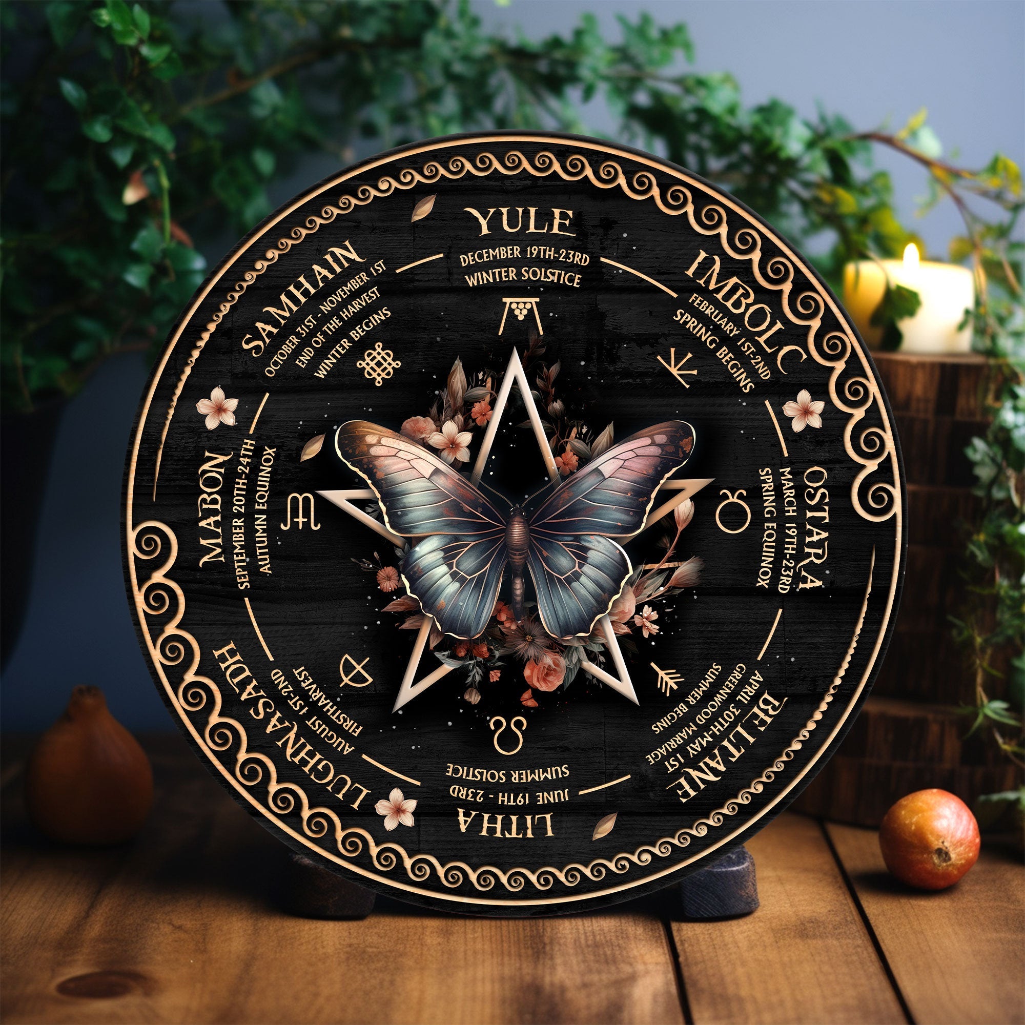 Wheel Of The Year Wooden Sign
