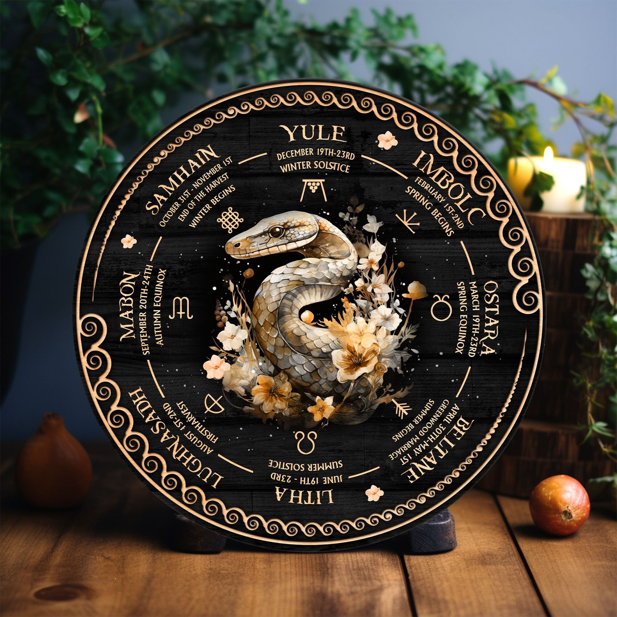 Wheel Of The Year Wooden Sign