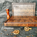 Personalized Double sided Walnut Cutting Board, Reversible Butcher Block End Grain Cutting Boards with Juice Groove, Chopping Board