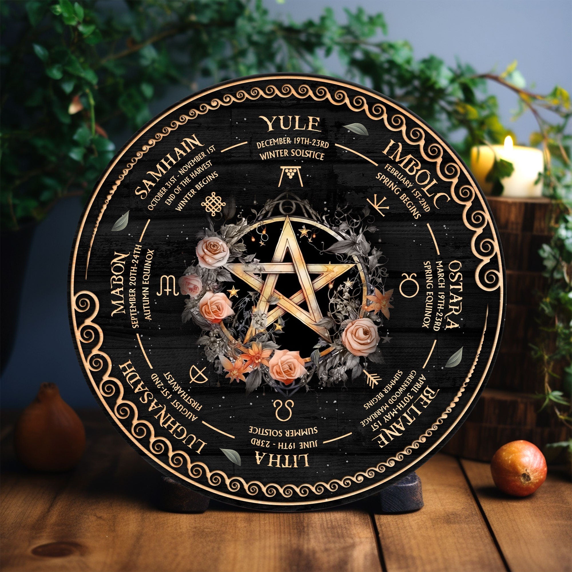 Wheel Of The Year Wooden Sign