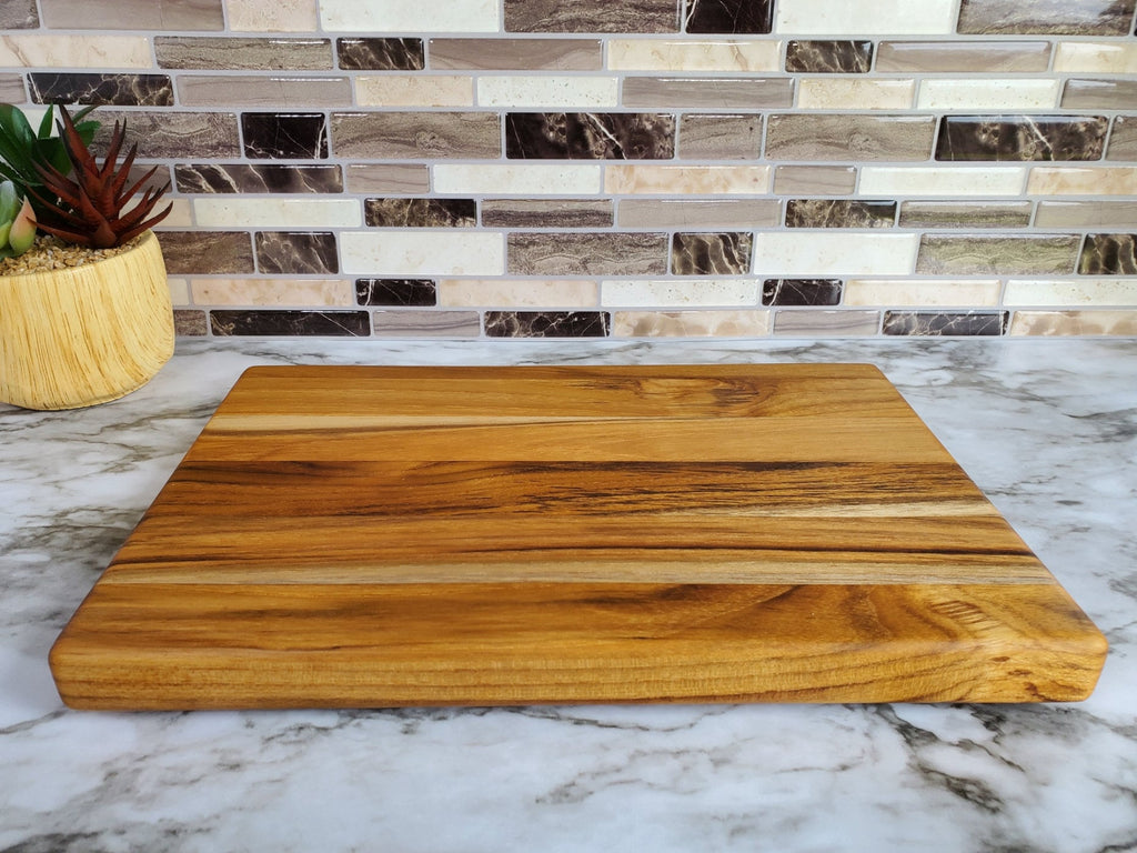 Custom Size Teak Wood Cutting Board, Made to Order Wooden Chopping Board, Up to 24 x 36 inch, Optional Juice Groove, RV Cutting Board