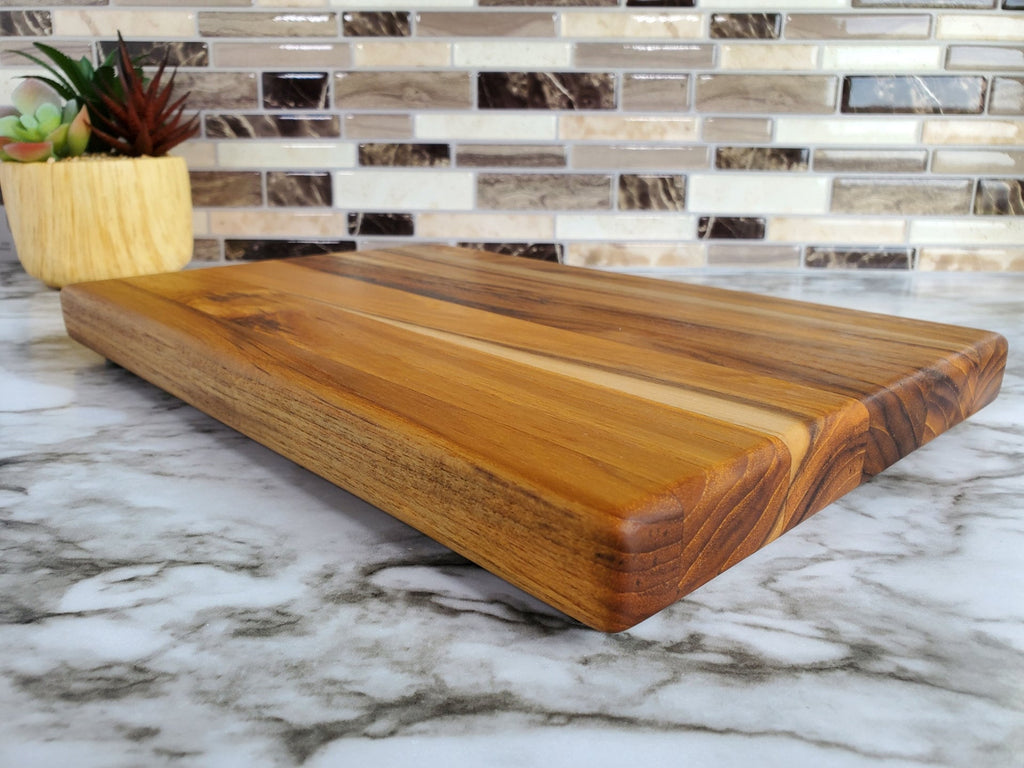 Custom Size Teak Wood Cutting Board, Made to Order Wooden Chopping Board, Up to 24 x 36 inch, Optional Juice Groove, RV Cutting Board