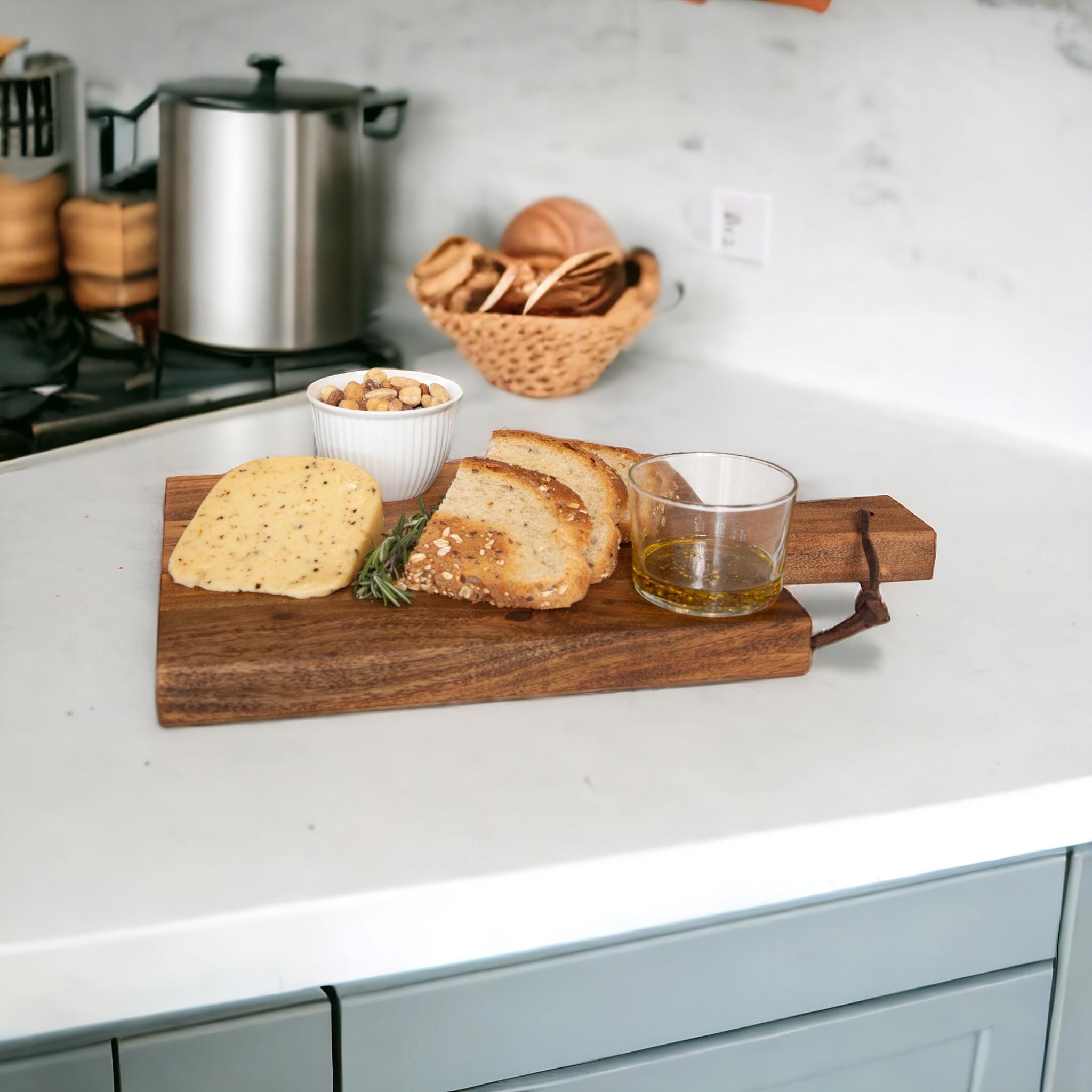 Handcrafted Acacia Wood Cutting Board - Rustic Serving Board, Natural Kitchen Decor & Chopping Board for Everyday Use
