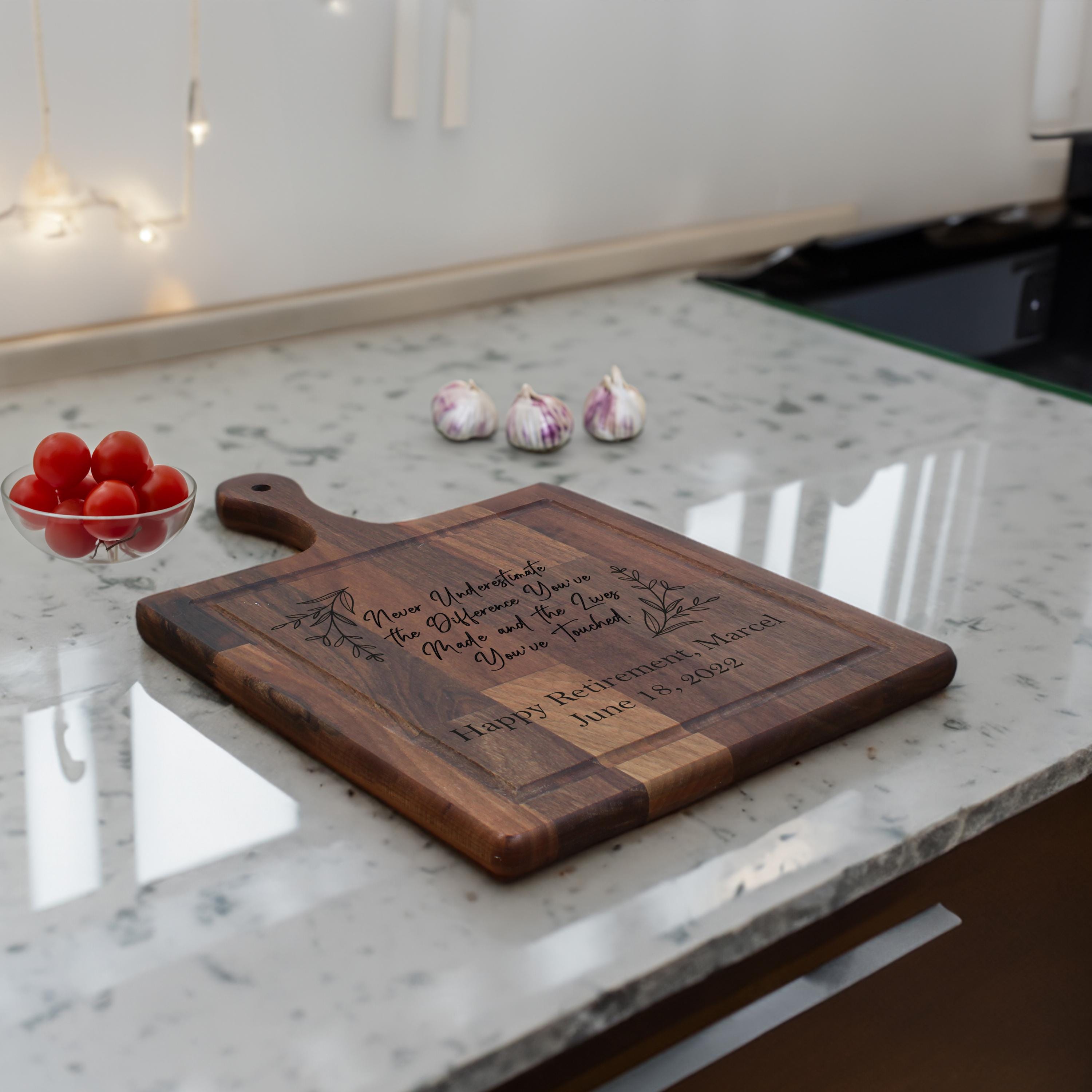 Teacher Retirement Gift | Custom Cutting Board for Kitchen Decor | Personalized Charcuterie Board | Wood Serving Gift for Educators