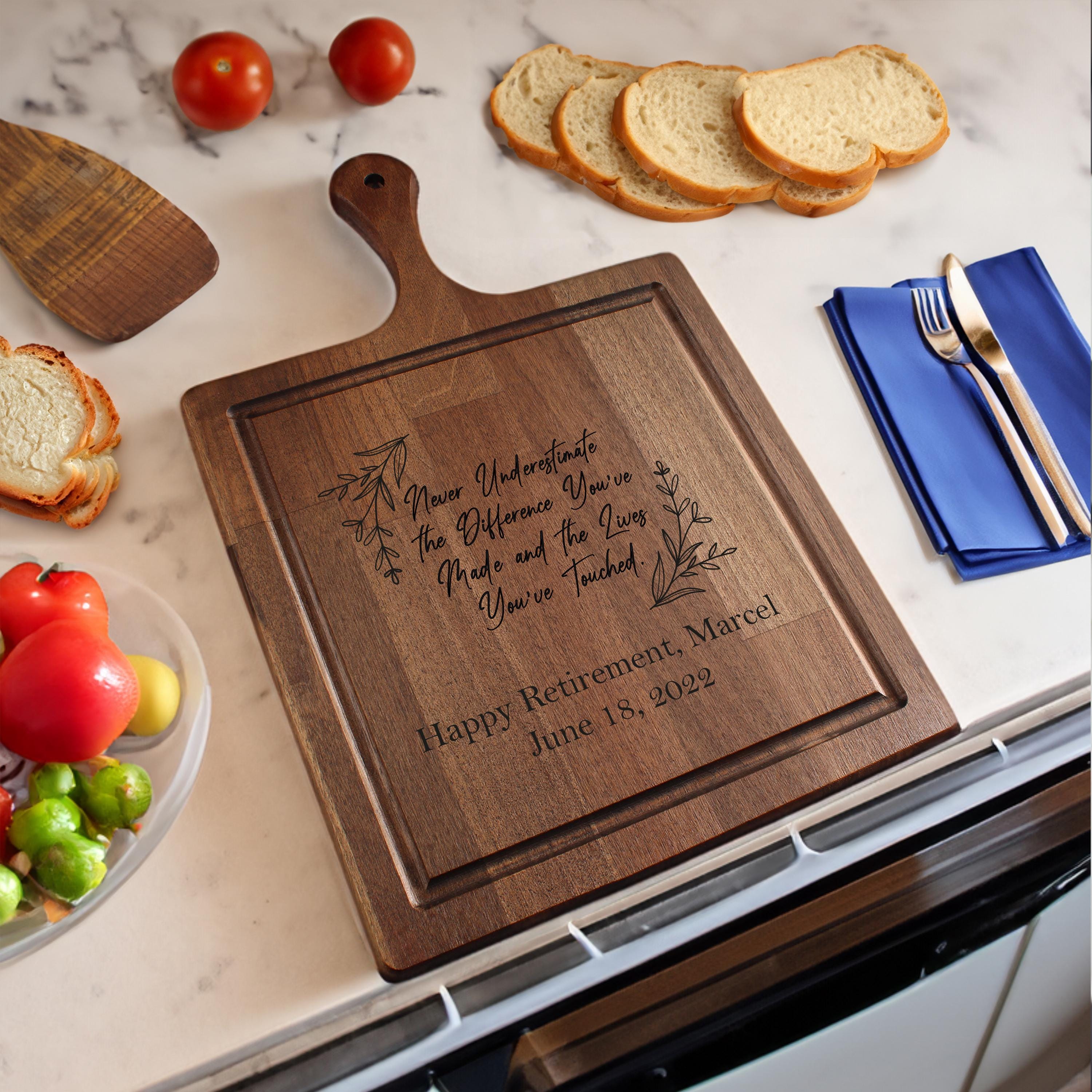Teacher Retirement Gift | Custom Cutting Board for Kitchen Decor | Personalized Charcuterie Board | Wood Serving Gift for Educators
