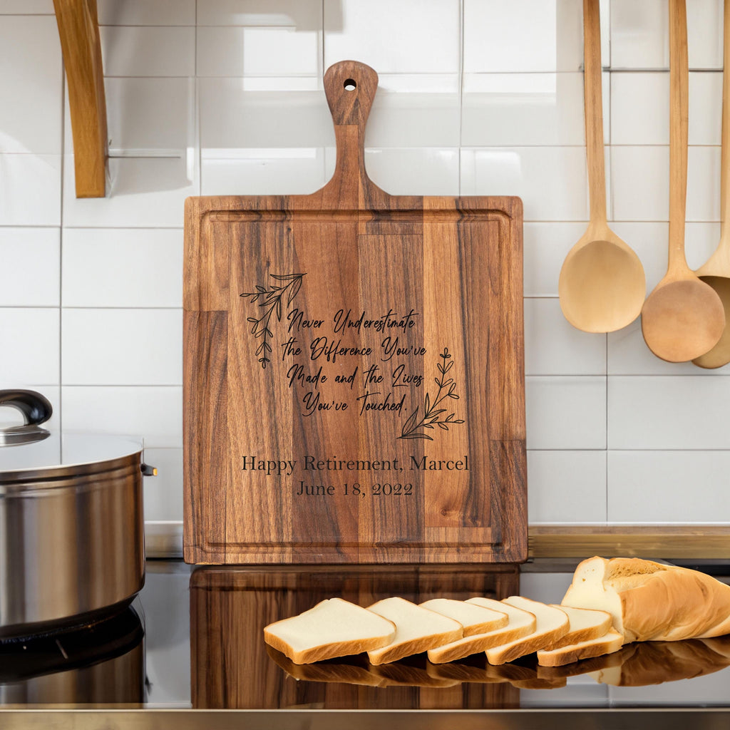 Teacher Retirement Gift | Custom Cutting Board for Kitchen Decor | Personalized Charcuterie Board | Wood Serving Gift for Educators
