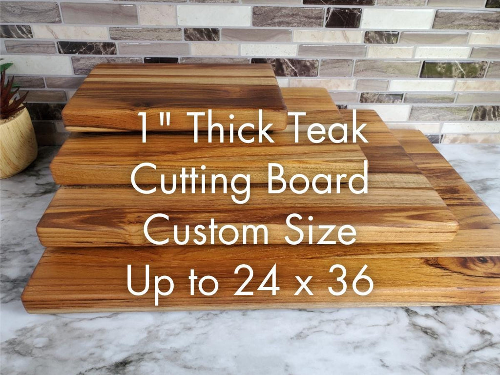 Custom Size Teak Wood Cutting Board, Made to Order Wooden Chopping Board, Up to 24 x 36 inch, Optional Juice Groove, RV Cutting Board