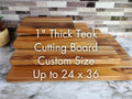 Custom Size Teak Wood Cutting Board, Made to Order Wooden Chopping Board, Up to 24 x 36 inch, Optional Juice Groove, RV Cutting Board