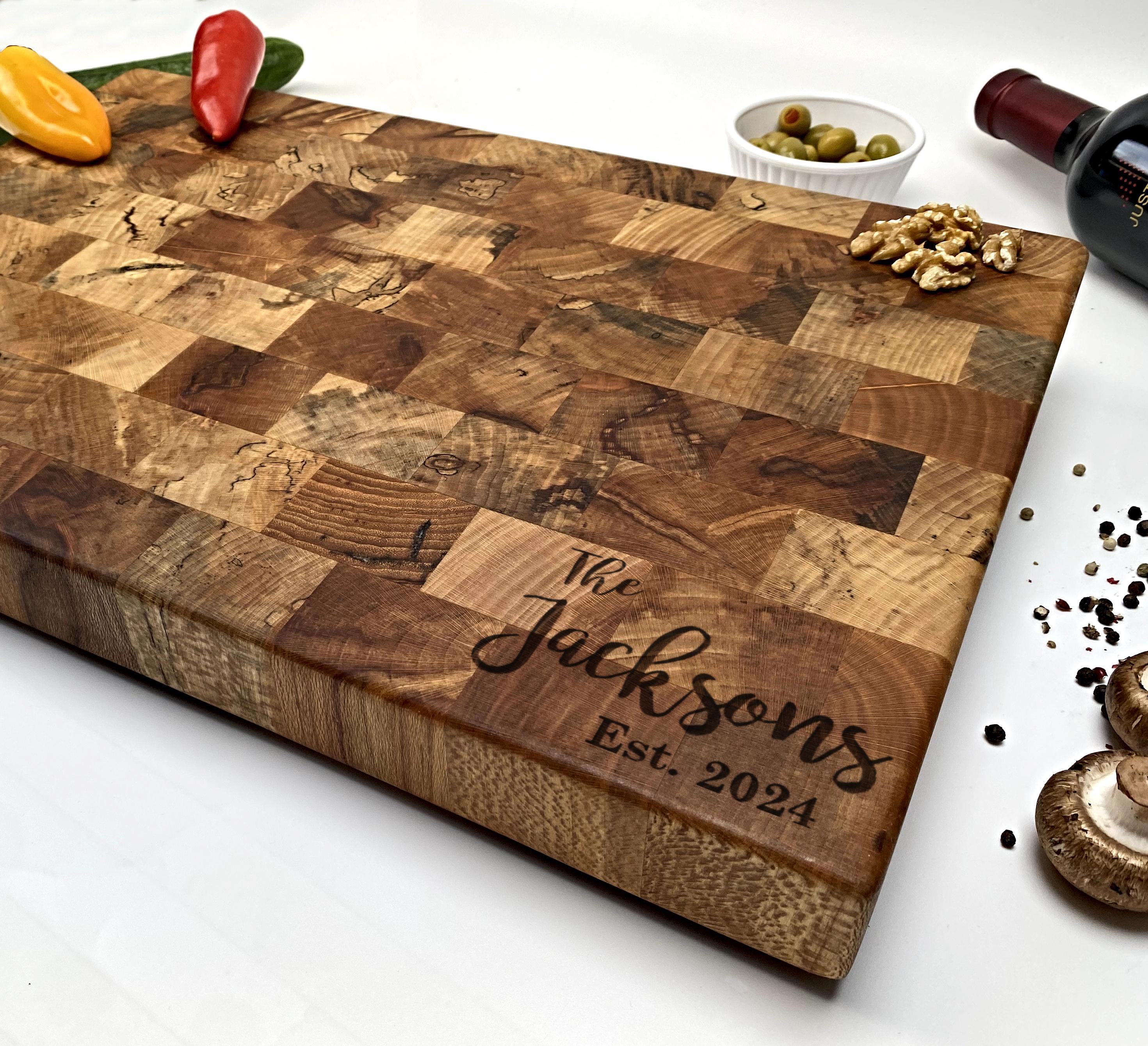 Walnut Cutting Board Personalized, Walnut Chopping Block, Maple End Grain, Kitchen Cutting Board