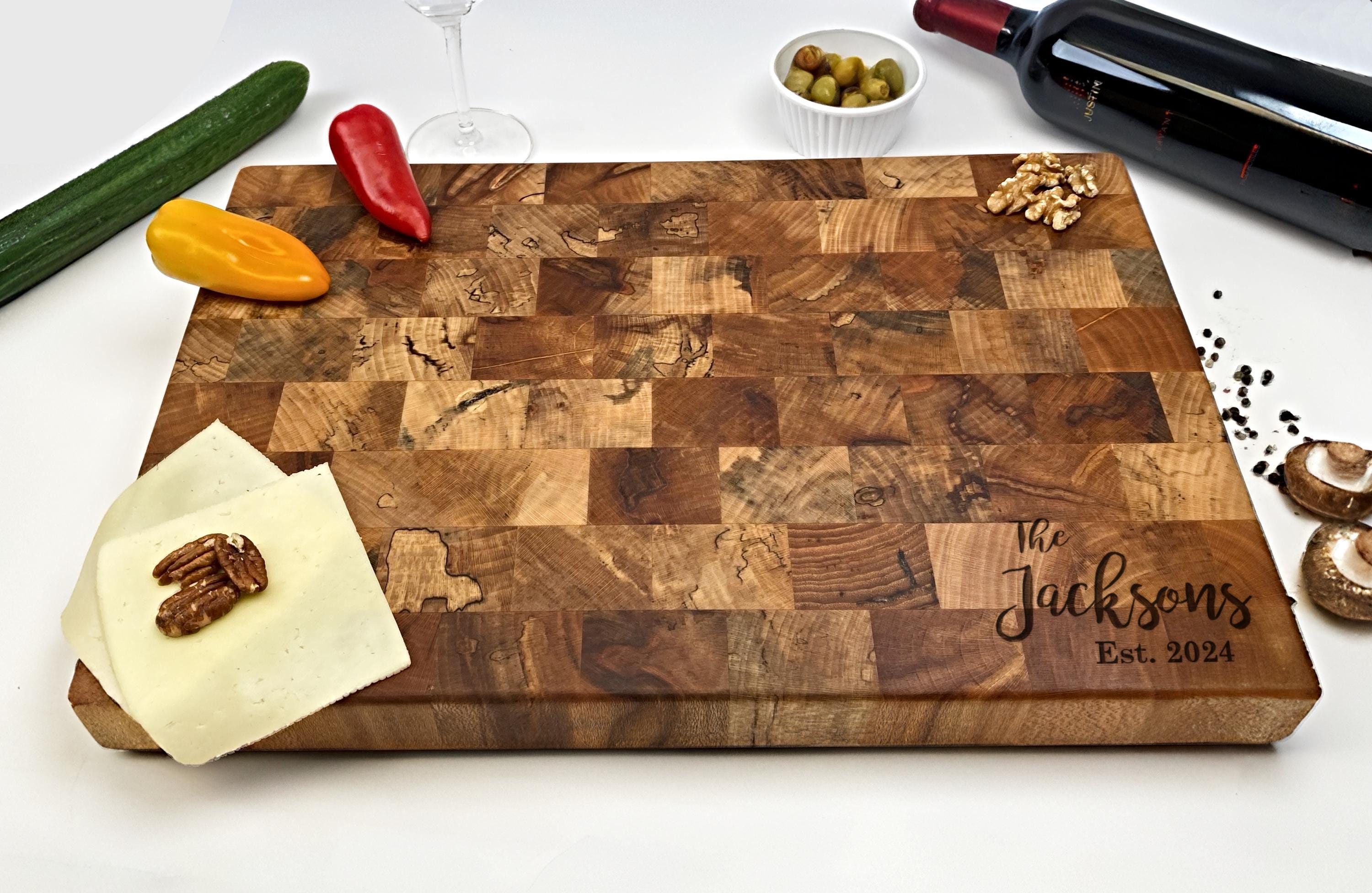 Personalized Cutting Board, End Grain Chopping Block, Maple End Grain, Walnut Cutting Board