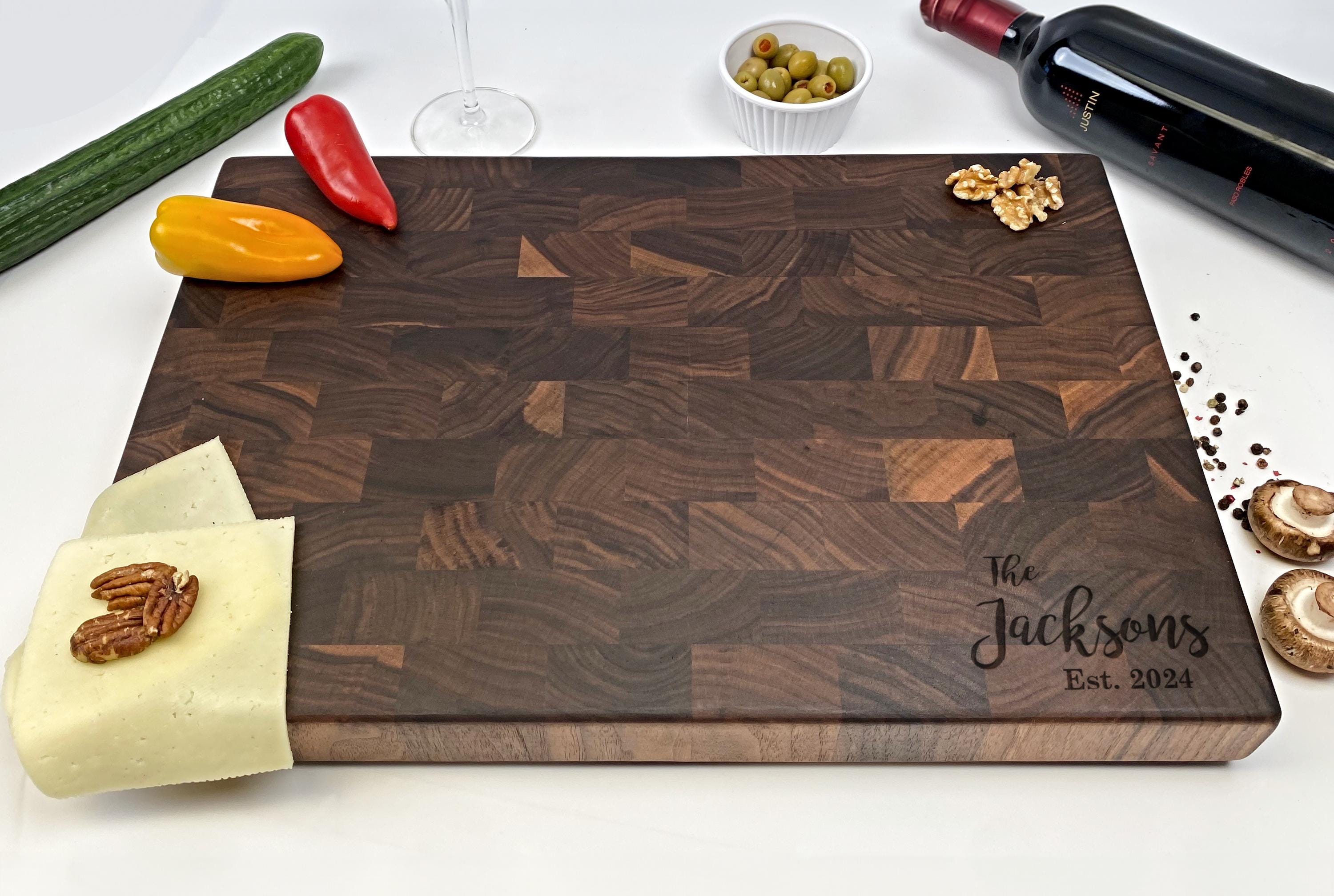 Walnut Cutting Board Personalized, Walnut Chopping Block, Maple End Grain, Kitchen Cutting Board