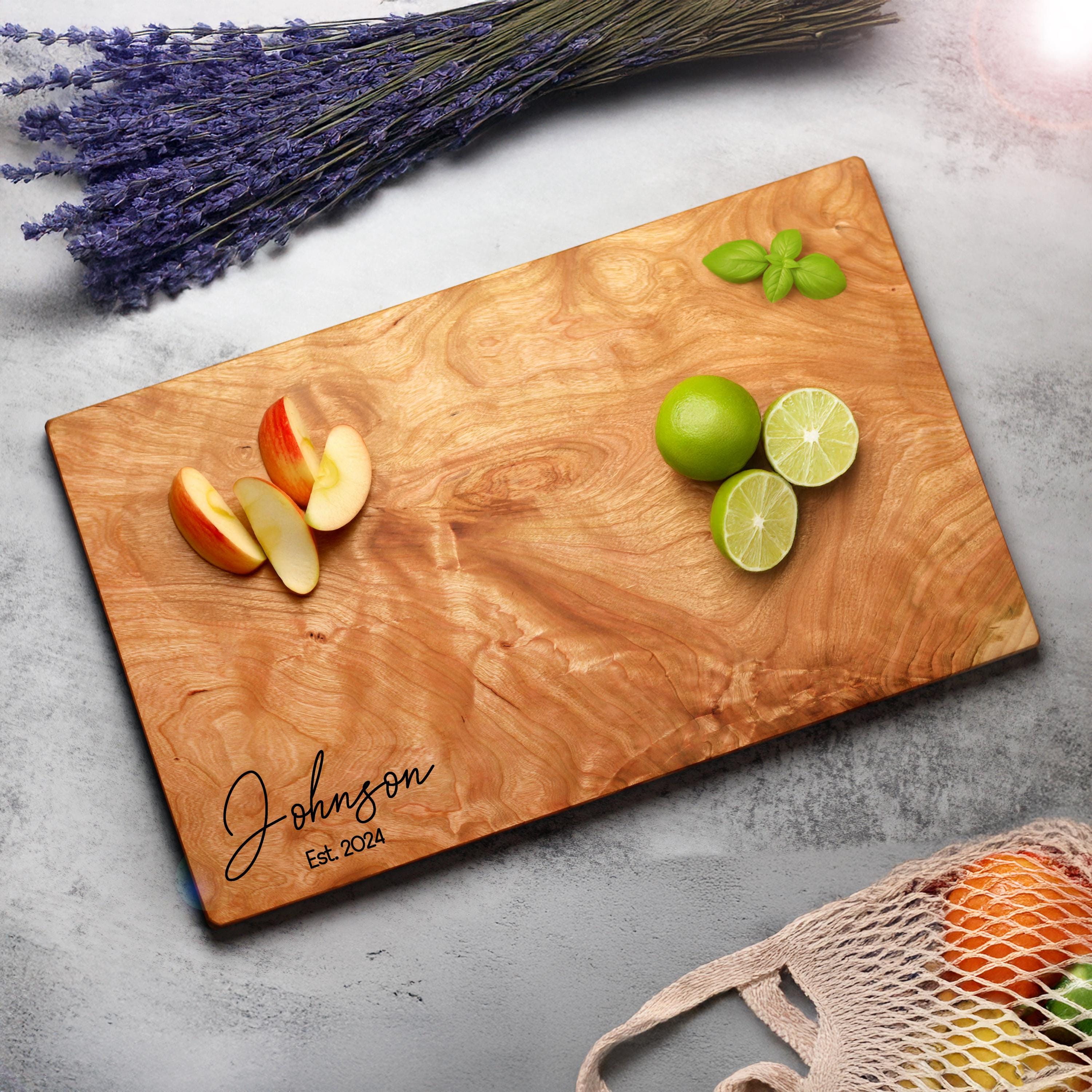Solid One Piece Cutting Board, Wood Charcuterie Board No Glue, Walnut, Cherry, Maple, Personalized Gift, Custom Engraved