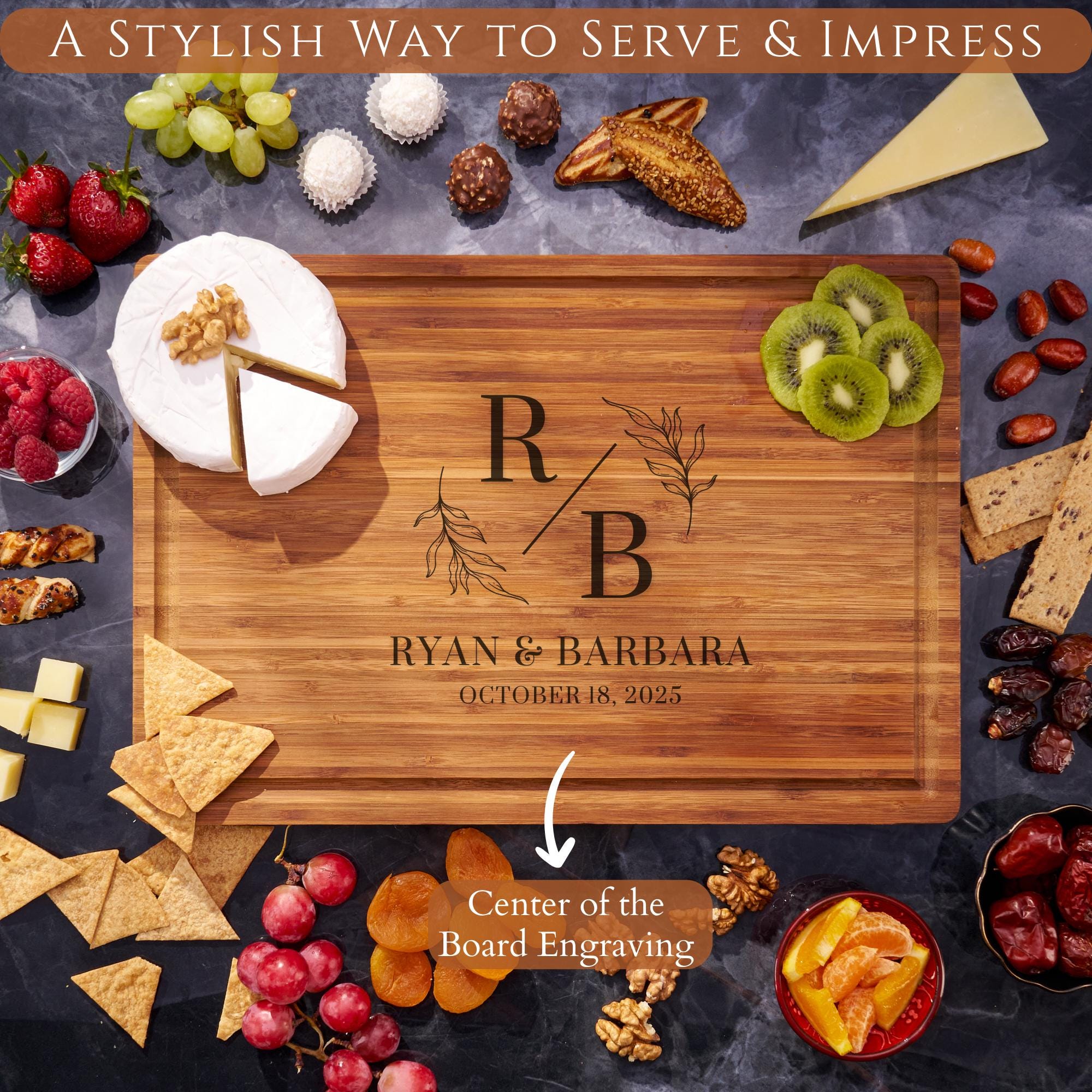 Personalized Cutting Board Engraved Cheese Board, Wedding Gift, Housewarming Gift Anniversary Gift, Unique Engagement Present for the Couple