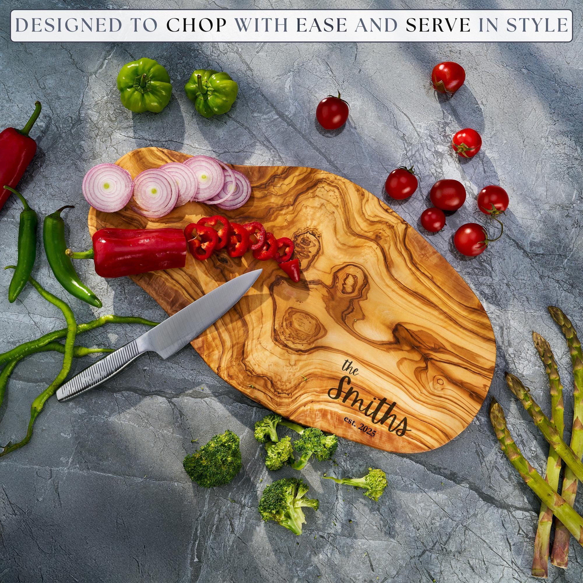 Personalized Charcuterie Board, Olive Wood Cutting board, Rustic Cheese Board Housewarming Gift Wedding Gift For Couple 3rd Anniversary Gift