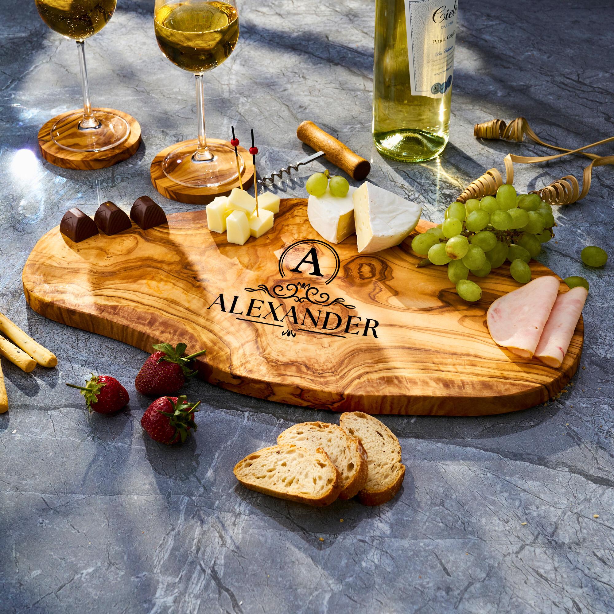 Personalized Charcuterie Board, Olive Wood Cutting board, Rustic Cheese Board Housewarming Gift Wedding Gift For Couple 3rd Anniversary Gift