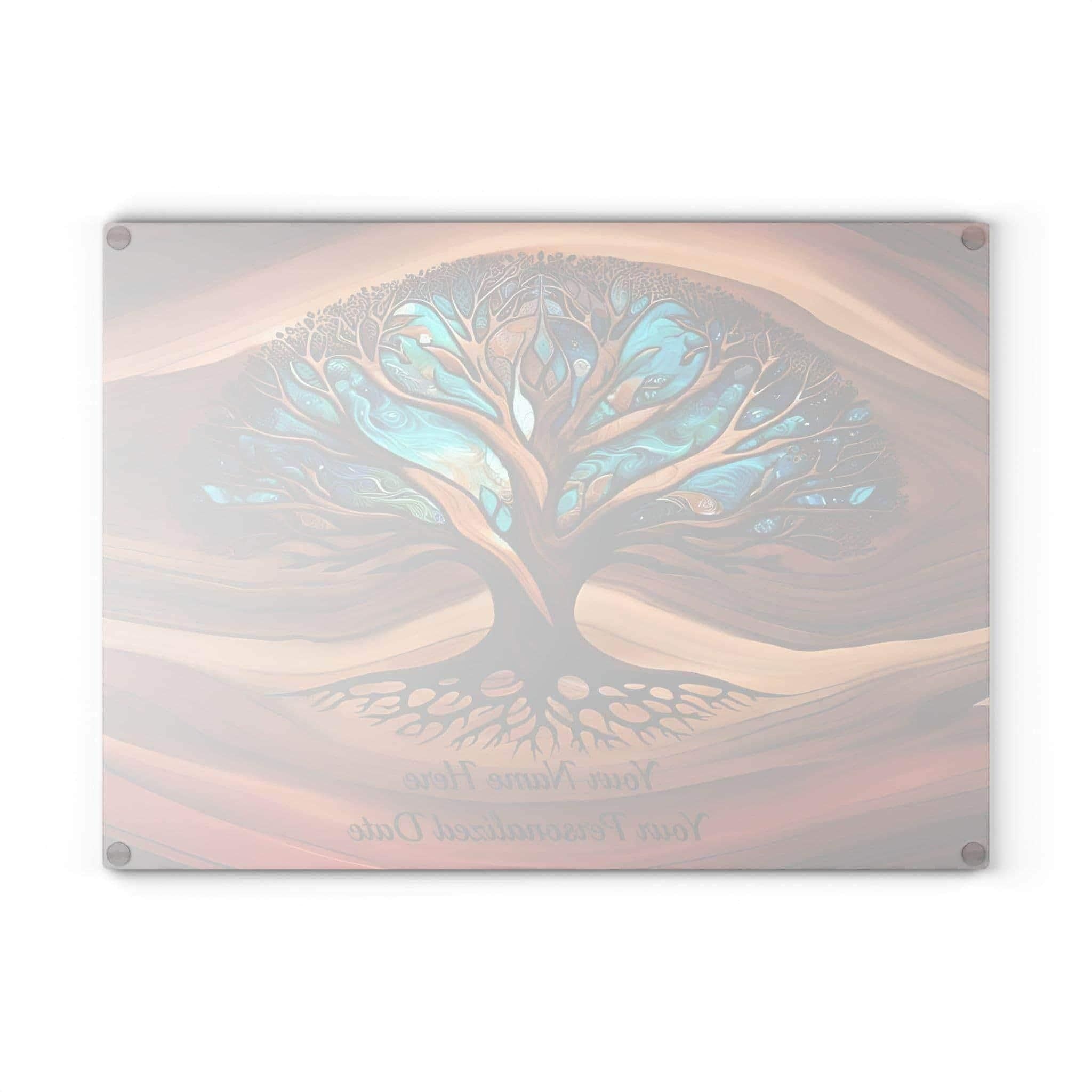 Personalized Charcuterie Board, Tree of Life Glass, Custom Wedding Gift, Resin - Epoxy- Wood Look Print on Glass, Couple Gifts Cutting Board