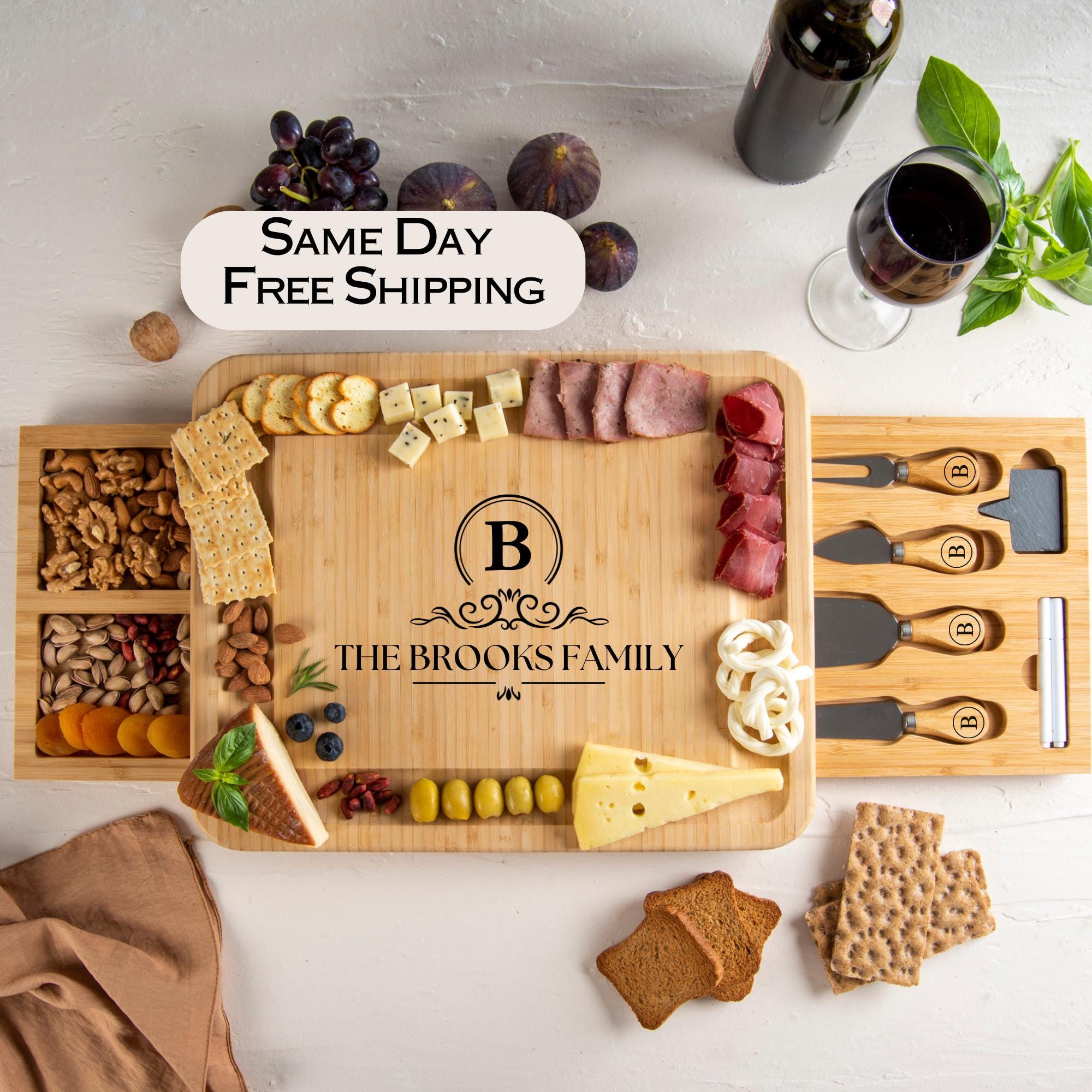 Personalized Charcuterie Board - Engraved Cheese Board, Wedding Gift, Housewarming Gift, Anniversary Gift, Engagement Present for the Couple