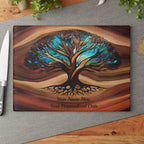 Personalized Charcuterie Board, Tree of Life Glass, Custom Wedding Gift, Resin - Epoxy- Wood Look Print on Glass, Couple Gifts Cutting Board