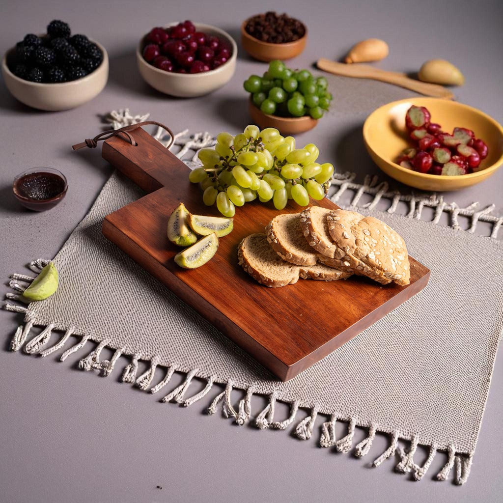 Handcrafted Acacia Wood Cutting Board - Rustic Serving Board, Natural Kitchen Decor & Chopping Board for Everyday Use