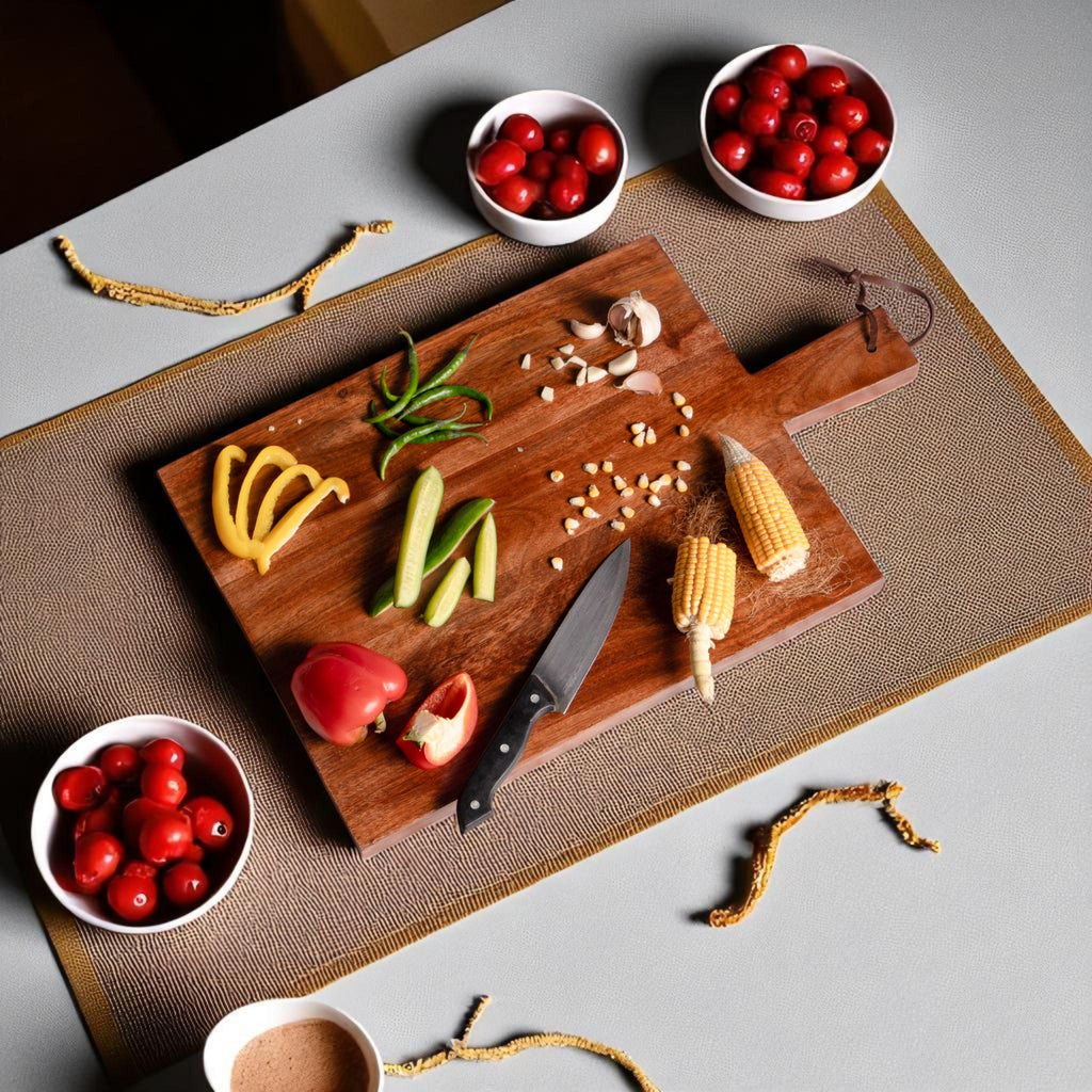 Handcrafted Acacia Wood Cutting Board - Rustic Serving Board, Natural Kitchen Decor & Chopping Board for Everyday Use