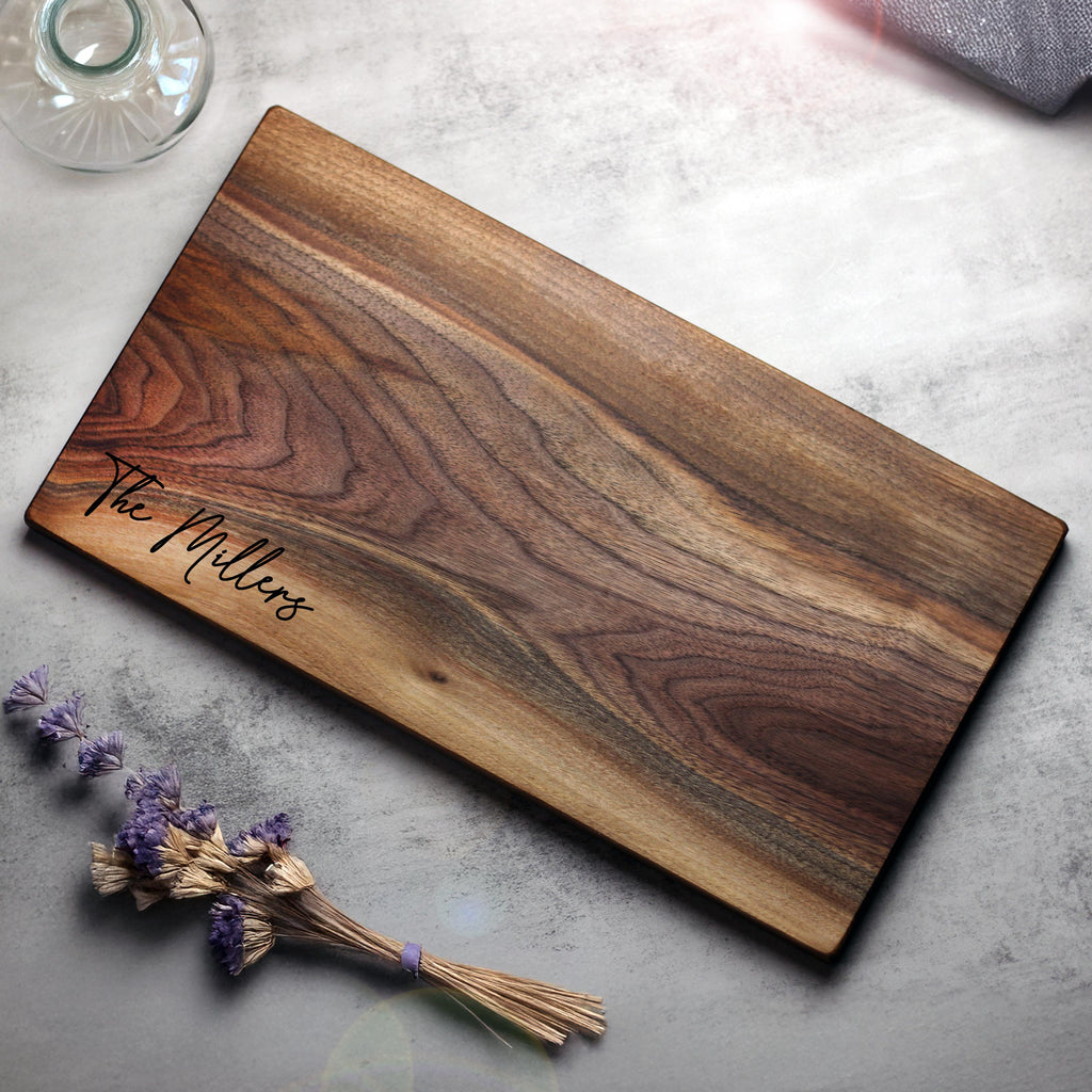 Solid One Piece Cutting Board – Walnut, Cherry, Maple – Single Piece of Hardwood No Glue, Wood Personalized Charcuterie Board, Wooden Boards