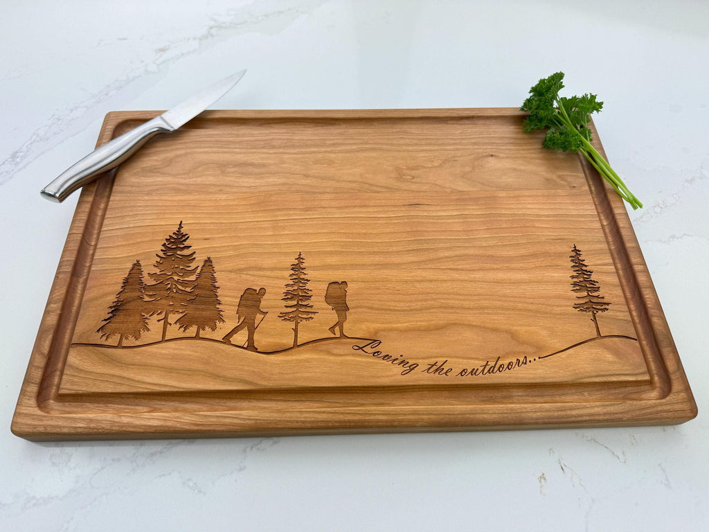 Personalized Cutting Board, Custom Cutting Board, Mountain View, Nature Art, Adventure Awaits, Nature Lover Gift, Couples Gift, Hikers, 555