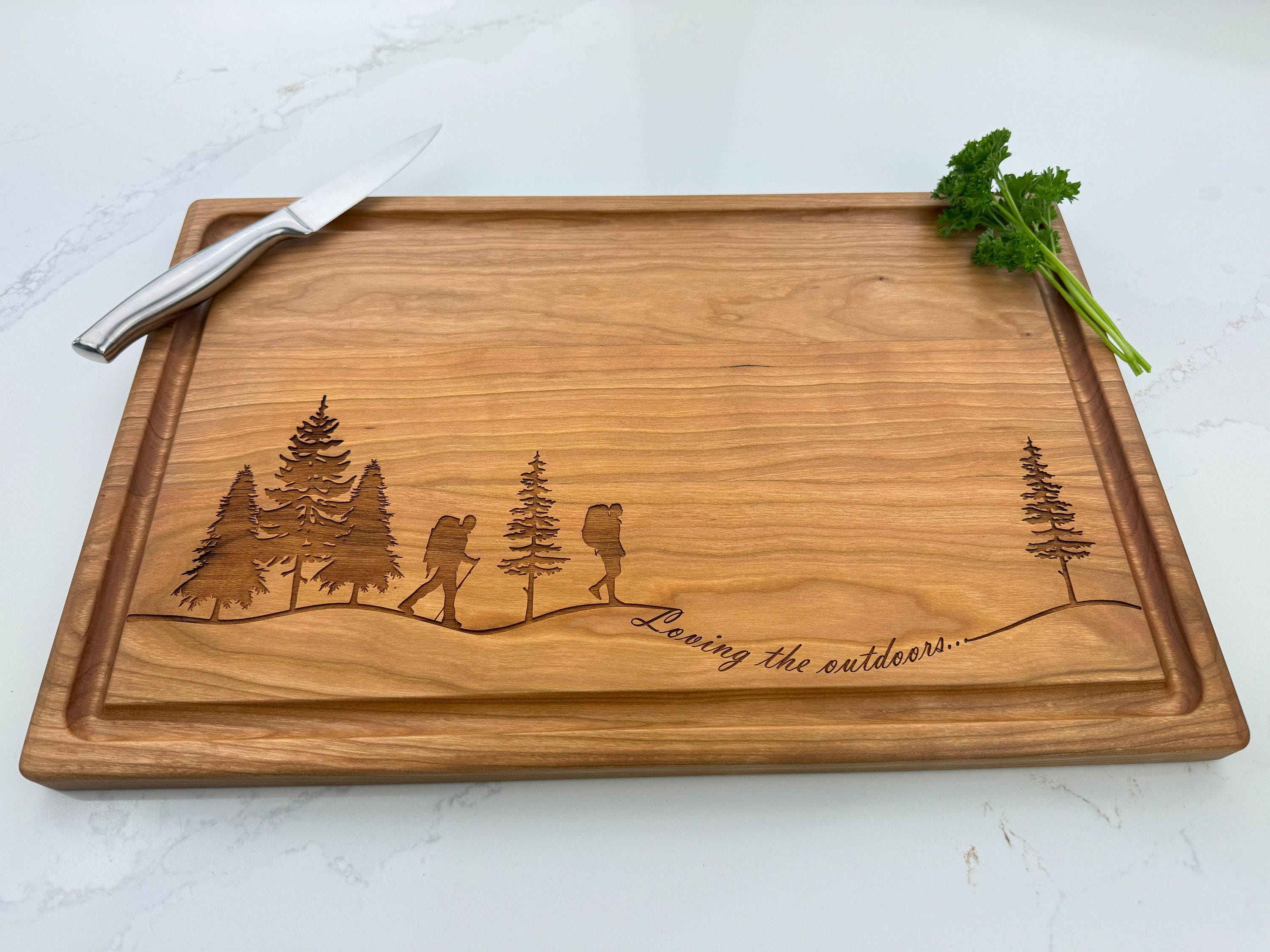 Personalized Cutting Board, Custom Cutting Board, Mountain View, Nature Art, Adventure Awaits, Nature Lover Gift, Couples Gift, Hikers, 555