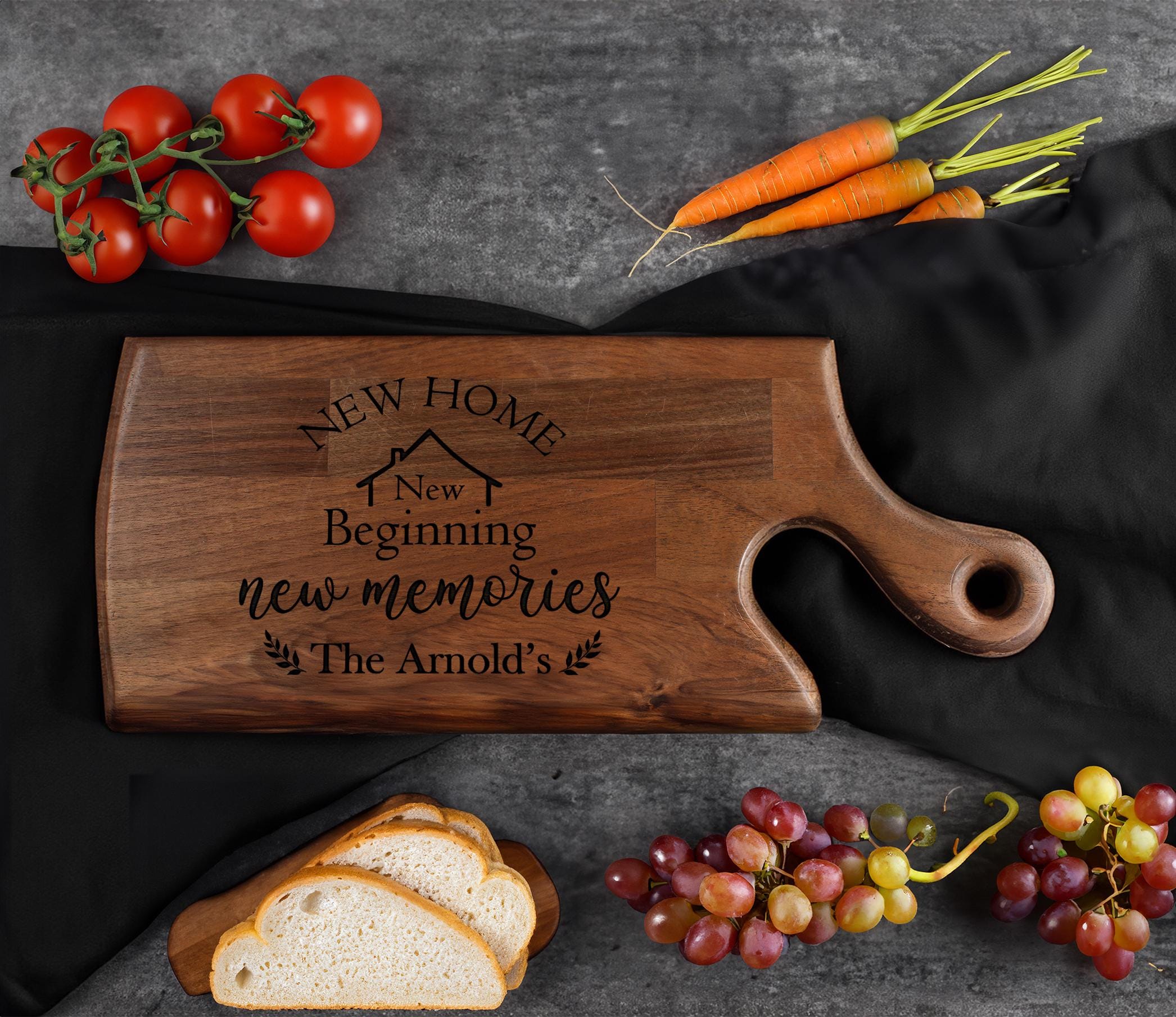 Personalized Cutting Board, Housewarming Gift, New Home Gift, Custom Family Name Board, Engraved Wood Board, New Beginning Gift
