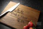 Wood Cutting Board, Personalized Cutting Board, Floral Engagement Gift For Couple, Personalized Charcuterie Board, Engraved Wedding