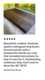 Extra Large Walnut Cutting or Serving Board, Solid, Handmade Charcuterie, Food Grade, NonToxic, Gift, Square or Rectangle Wood Serving Tray
