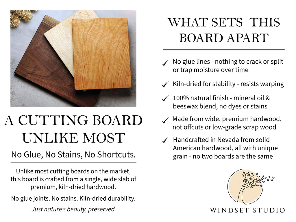 Solid One Piece Cutting Board, Wood Charcuterie Board No Glue, Walnut, Cherry, Maple, Personalized Gift, Custom Engraved